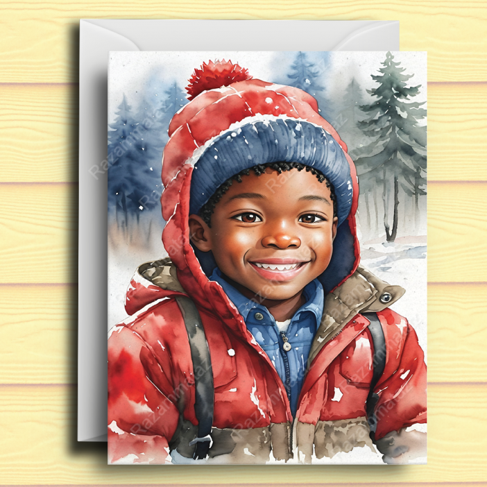 Black Boy H Christmas Card